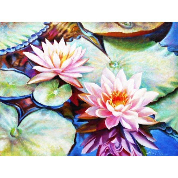 Twin Water Lilies and Reflection