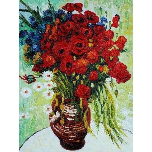 Vase With Daisies And Poppies