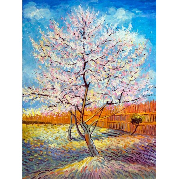 Pink Peach Tree In Blossom