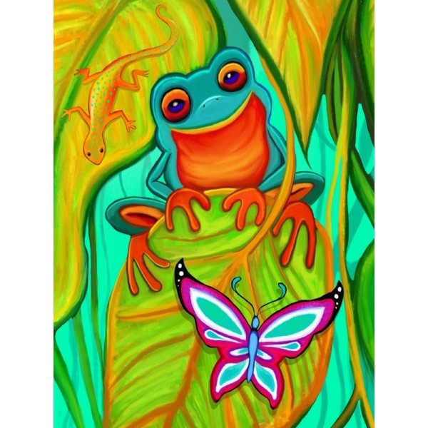 Frog, Gecko, and Butterfly