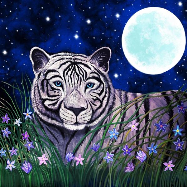 White Tiger in the Moonlight