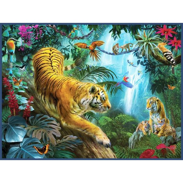 Tigers Near Waterfall