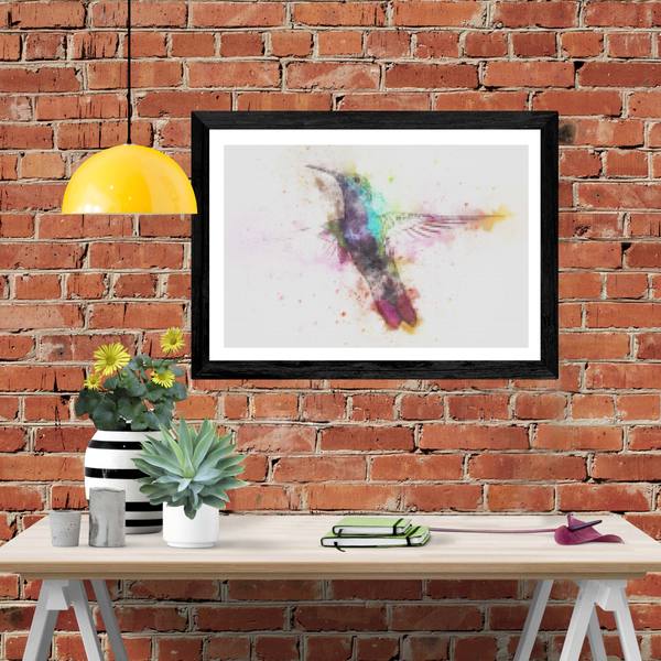 Abstract Hummingbird Watercolor