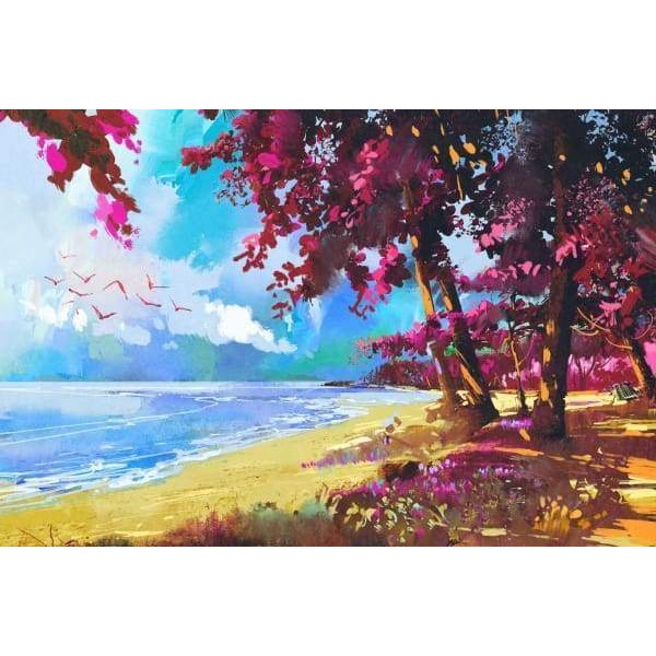 Summer Beach Pink Trees