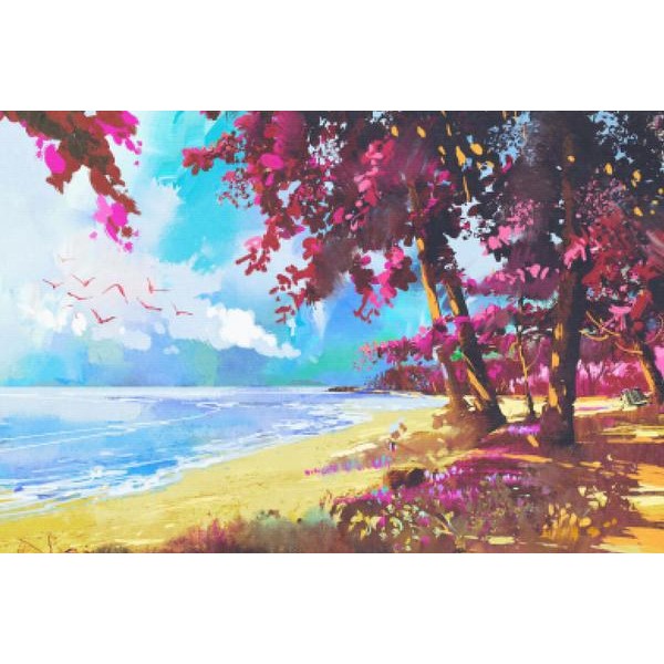 Summer Beach Pink Trees