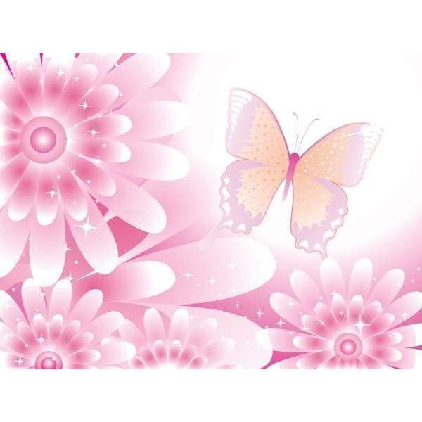 Pink Flowers And Butterfly