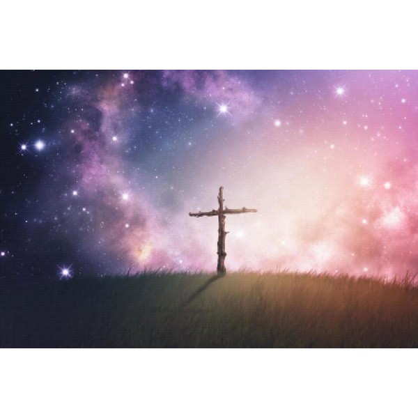 Single Cross Under The Night Sky