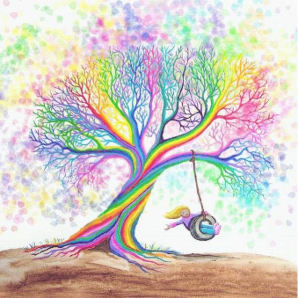 Rainbow Tree Tire Swing
