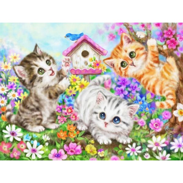 Birdhouse And Kittens