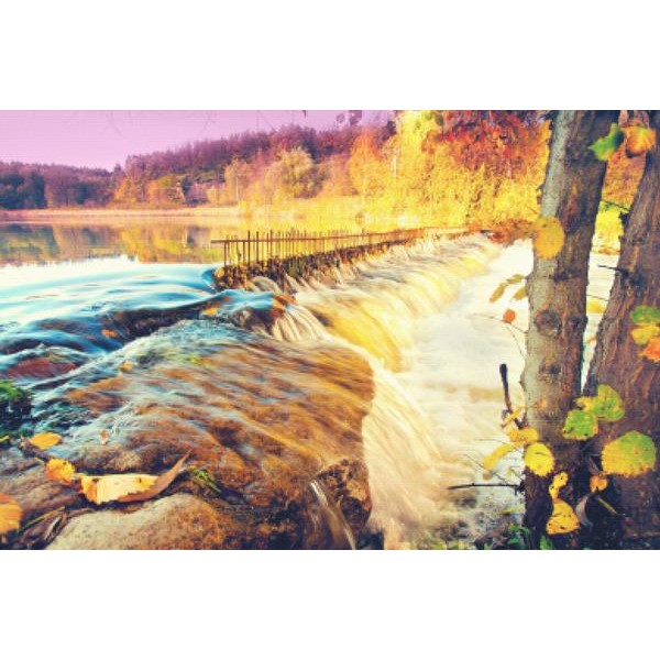 Autumn River Waterfall