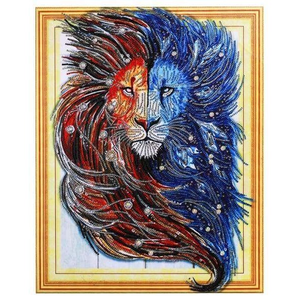 Fire And Ice Lion (Partial Drill - Special Diamonds)