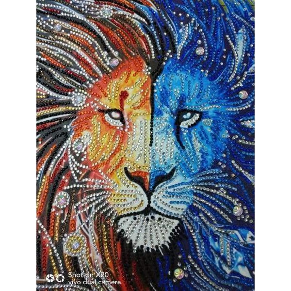 Fire And Ice Lion (Partial Drill - Special Diamonds)