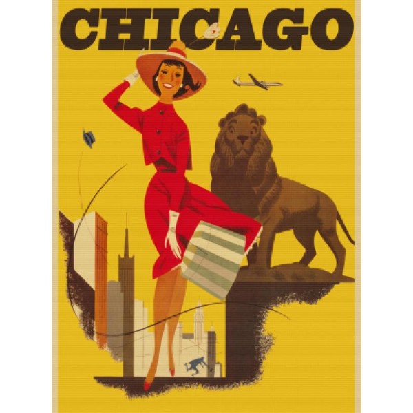 Visit Chicago Vintage Poster