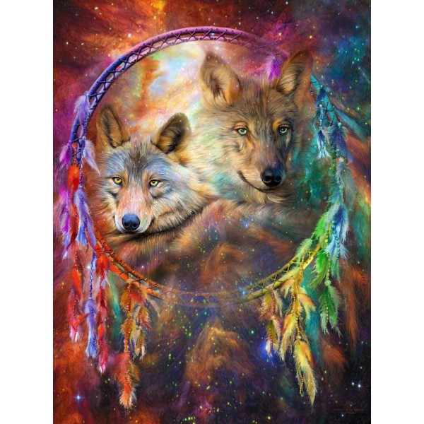 Rainbow Wolf Dreamcatcher